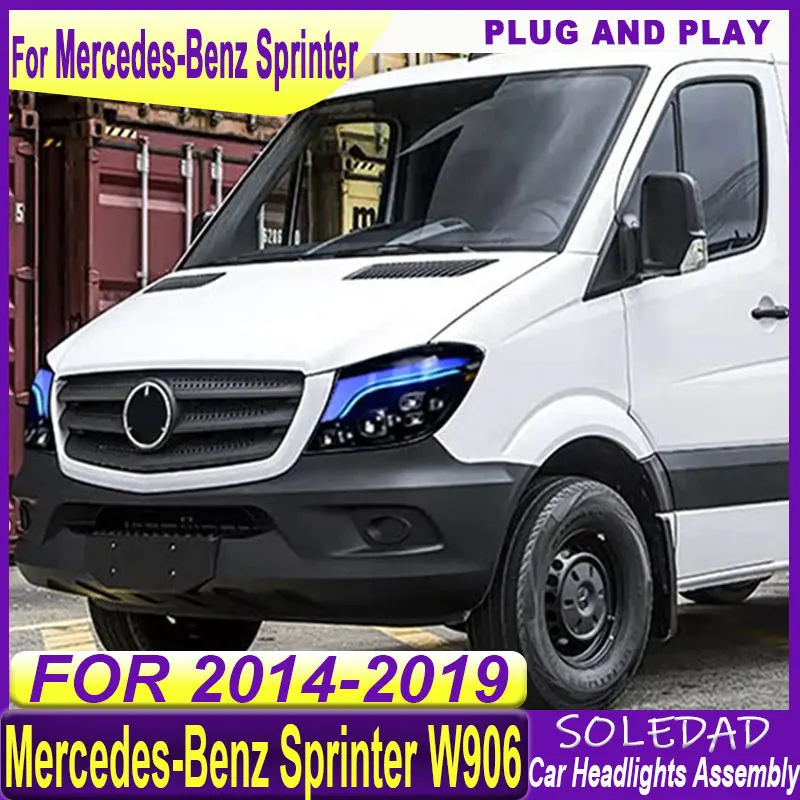 Car headlight For Benz Sprinter 2014 2015 2016 2017 2018 W906 Front Lamp Assembly LED 4 Projector Lens Tools Accessories