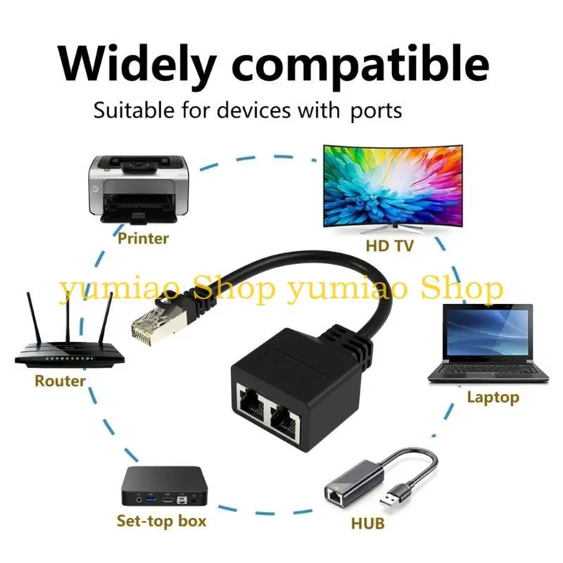 587B RJ45 Ethernet Splitter 1 to 2, 1000Mbps Ethernet Switches 2 Port RJ45 LAN Adapter