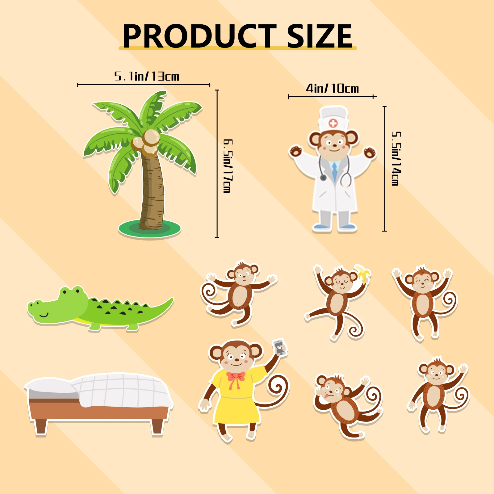 Set of 5 Felt Monkeys Educational Toys for Preschool Learning, Interactive Classroom Supplies Toddler Educational Games