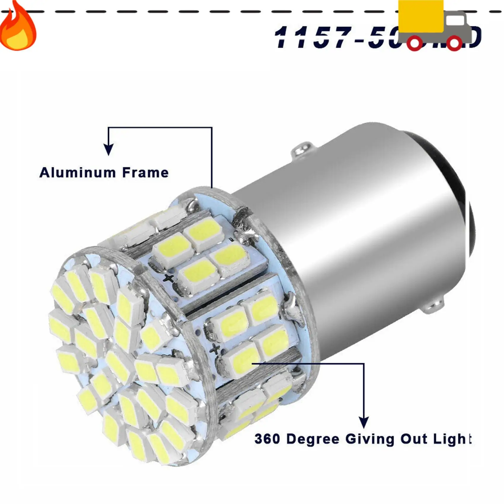 

10Pcs 6000K White 1157 50SMD Tail Brake LED Lights Bulb BAY15D 12V