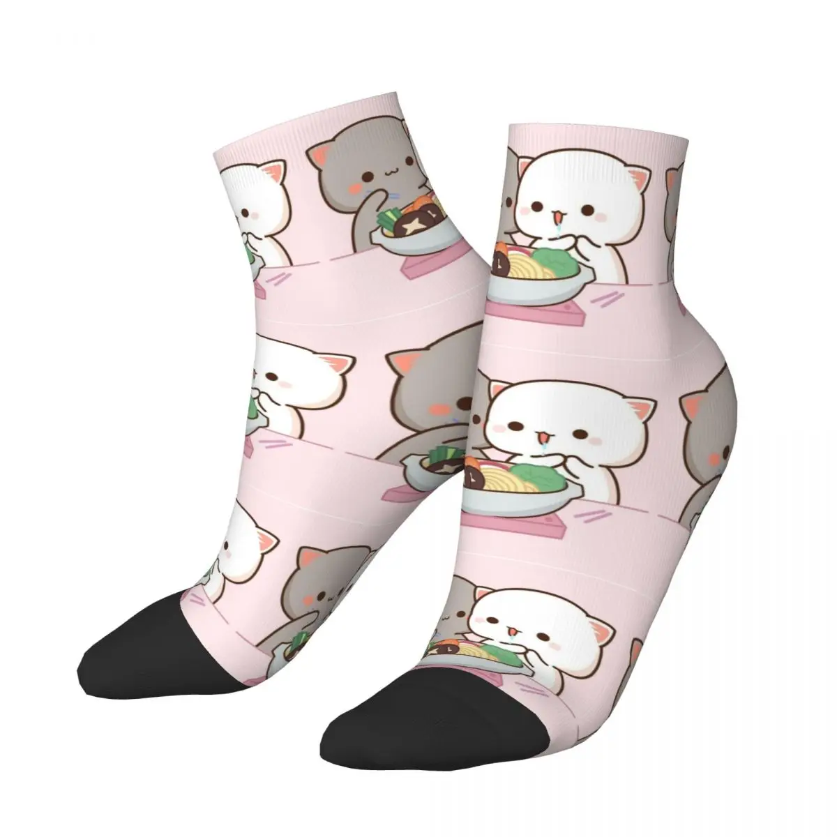 Novelty Men's Peach And Goma Eating Salad Dress Socks Unisex Comfortable Warm 3D Printed Crew Socks