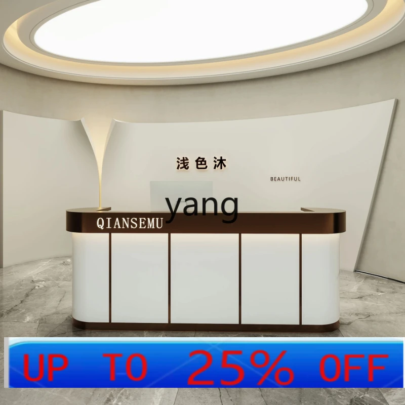 

LHH high-end light luxury stainless steel checkout page Nail salon reception desk