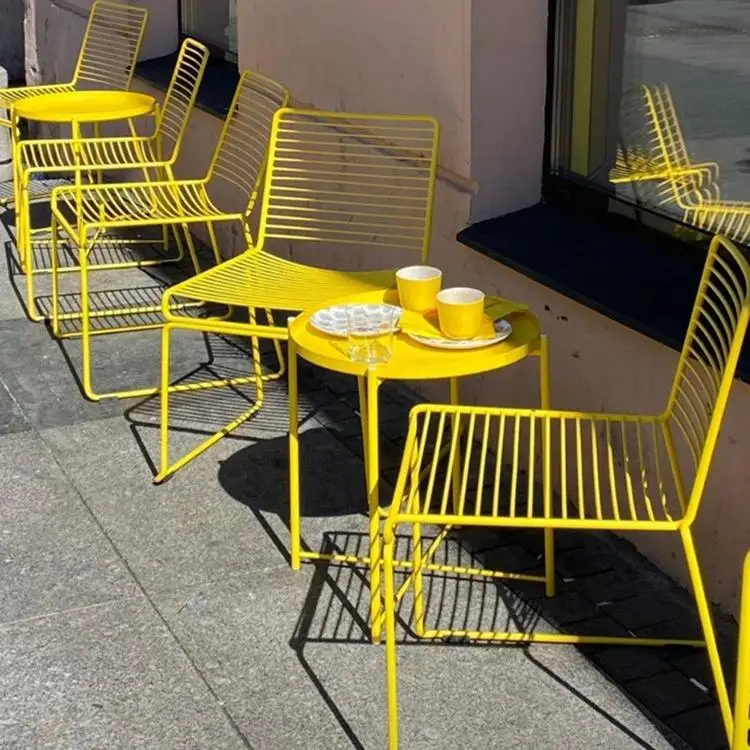 

Цвет допамина, скандинавские уличные столы и стулья, обеденные стулья для отдыха, чай с молоком, кофейня, домашний Интернет, кованое железо знаменитостей