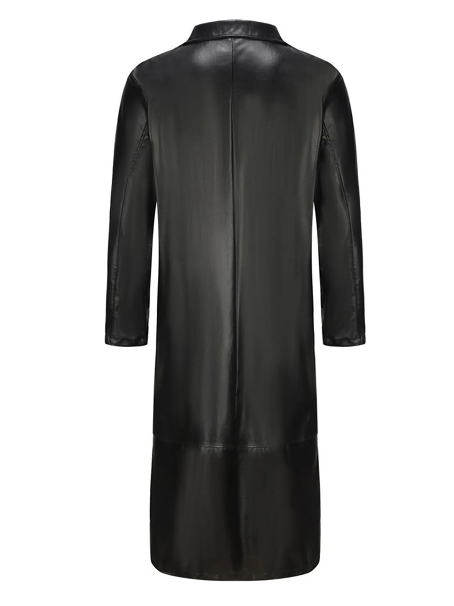 سترة رجالية من الجلد الصناعي كلاسيكية بياقة طية صدر السترة وأكمام طويلة وزر إغلاق معطف مقاوم للرياح لخزانة ملابس الخريف والشتاء