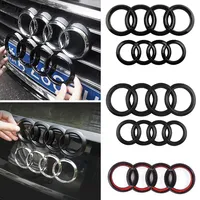 ABS Four Ring Car Logo Cover Front Grille Badge Rear Trunk Emblem Decal For Audi A3 A4 A5 A6 A7 A8 Q3 Q5 Q7 Q8 Car Accessories
