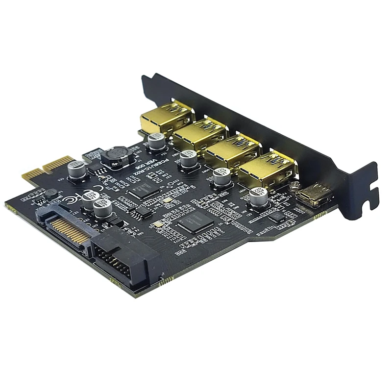 

PCIE USB Expansion Card PCI Express X1 to USB Type C + 4 Port USB3.0 + 19Pin Connector 2 Port USB3.0 Riser PCI-E USB 3.2 Adapter