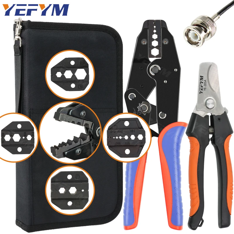 Coaxial Cable Crimping Pliers YF-05H Kit For SMA/BNC RG58, 59, 62, 174,8, 11, 188, 233 and Crimper Cutter Stripper Tools