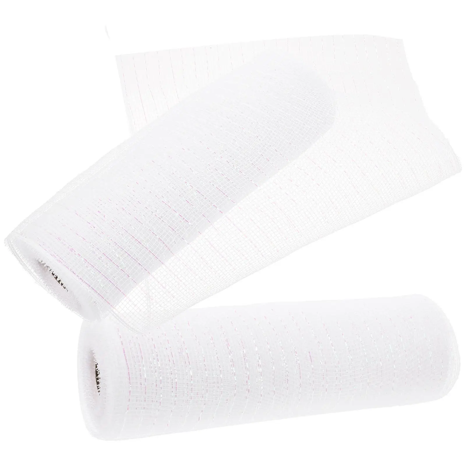 2 Rolls Packing Flower Mesh Ribbon White+Multicolor Decorative Packing Net Wrapping for Crafts DIY Mesh Ribbon Flowers