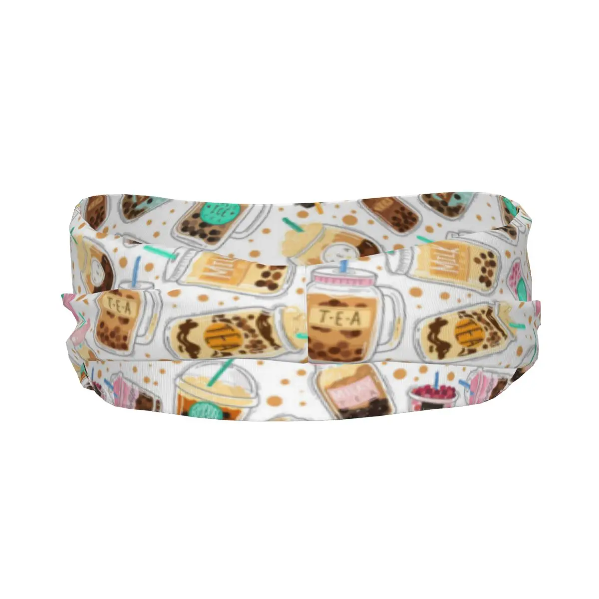 Unisex Sports Sweatband Headband Fitness Workout Cycling Bubble Tea Pattern Hair Accessories