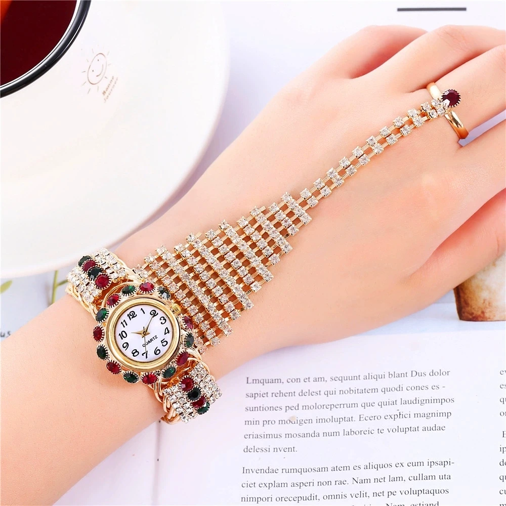 New Fashion Watches For Woman Crystal Claw Chain Ring Set Watch Ladies Steel Casual Quartz Bracelet Watches For Gift Reloj Mujer