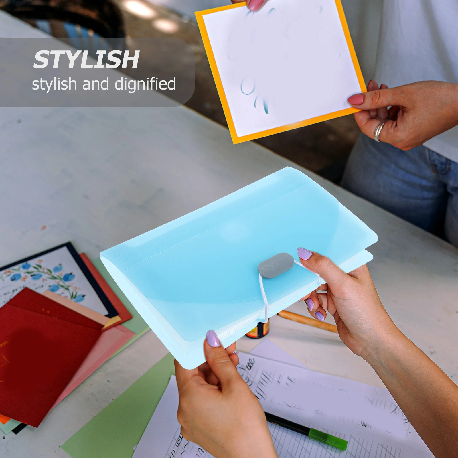 

1pc Stylish Dignified A6 Accordion Folder Paper Organizer With Button Design For Documents Bills Receipts