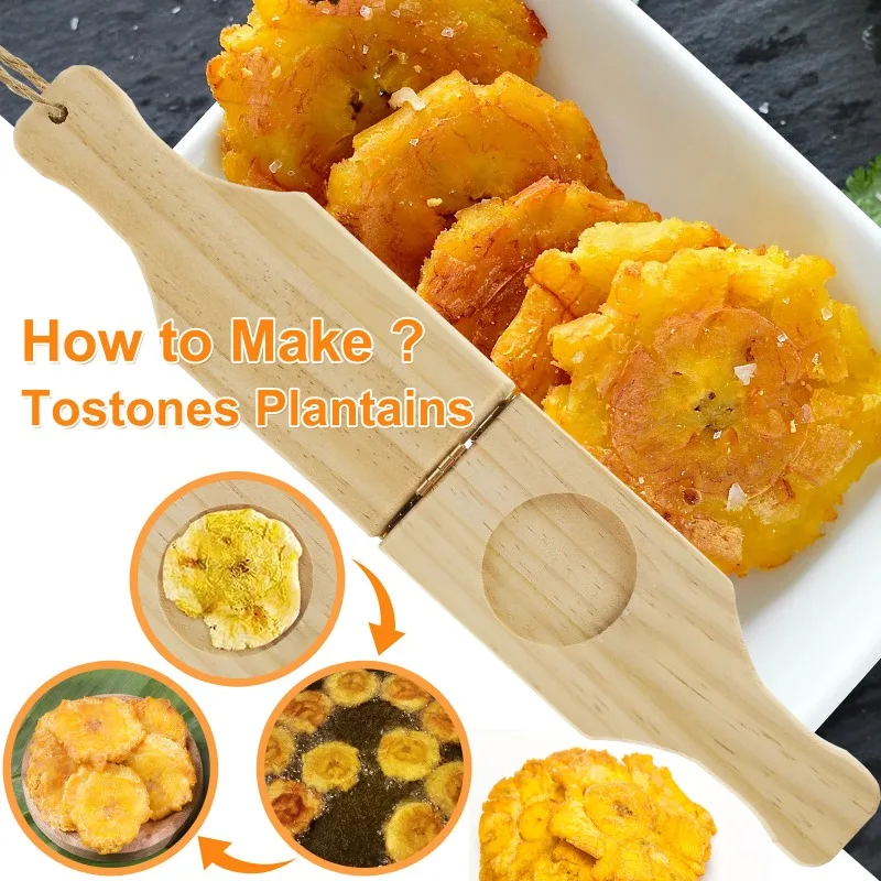 

One Bamboo Banana Press with Handle, Suitable for Banana Pancakes Making, Perfect for Various Festive Kitchen Baking Snacks