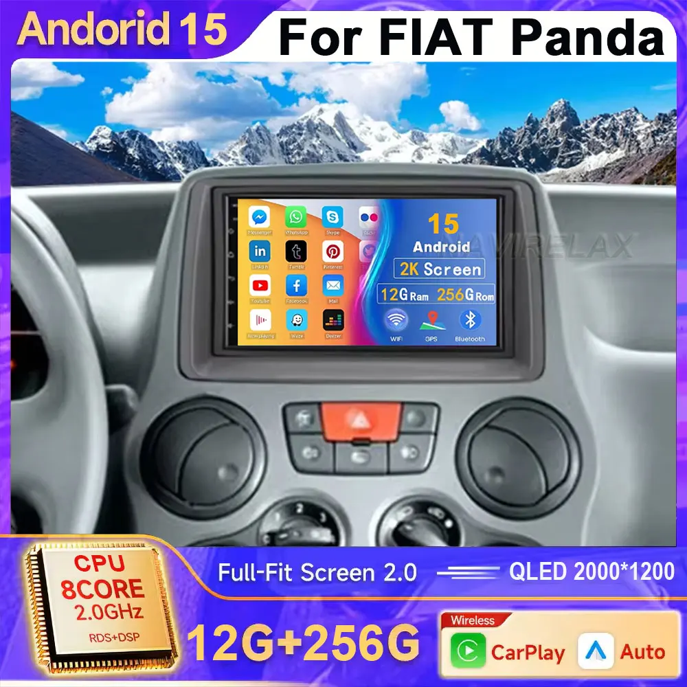 7 inch 1024*600 Android 15 For FIAT Panda 2003- 2012 Car Multimedia Player Auto Navigation Stereo Head Unit BT WIFI DSP WIreless