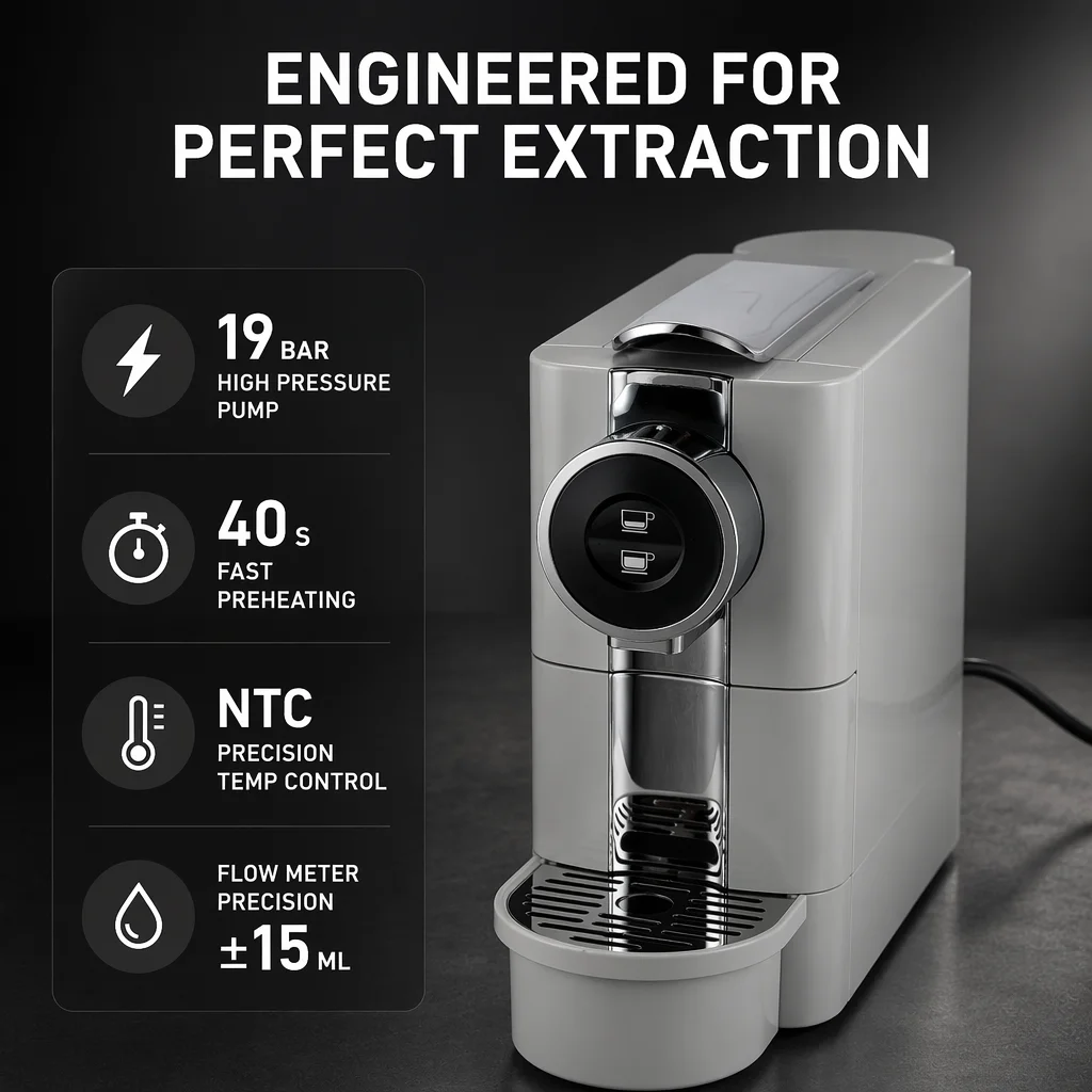Compact Rechargeable Capsule Coffee Machine Multi-Capsule Compatible Portable Coffee Maker for On-the-Go Use