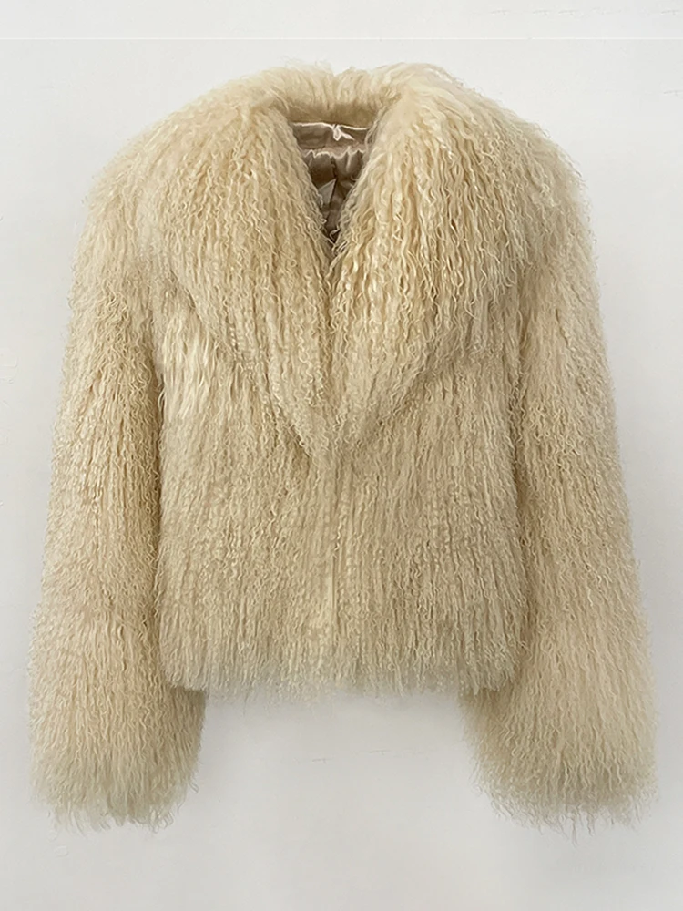 OFTBUY Natural Mongolia Sheep Fur Coat 2025 Winter Clothing Women Fashion Warm Thick Clothes Lady Elegant Real Fur Coat Female