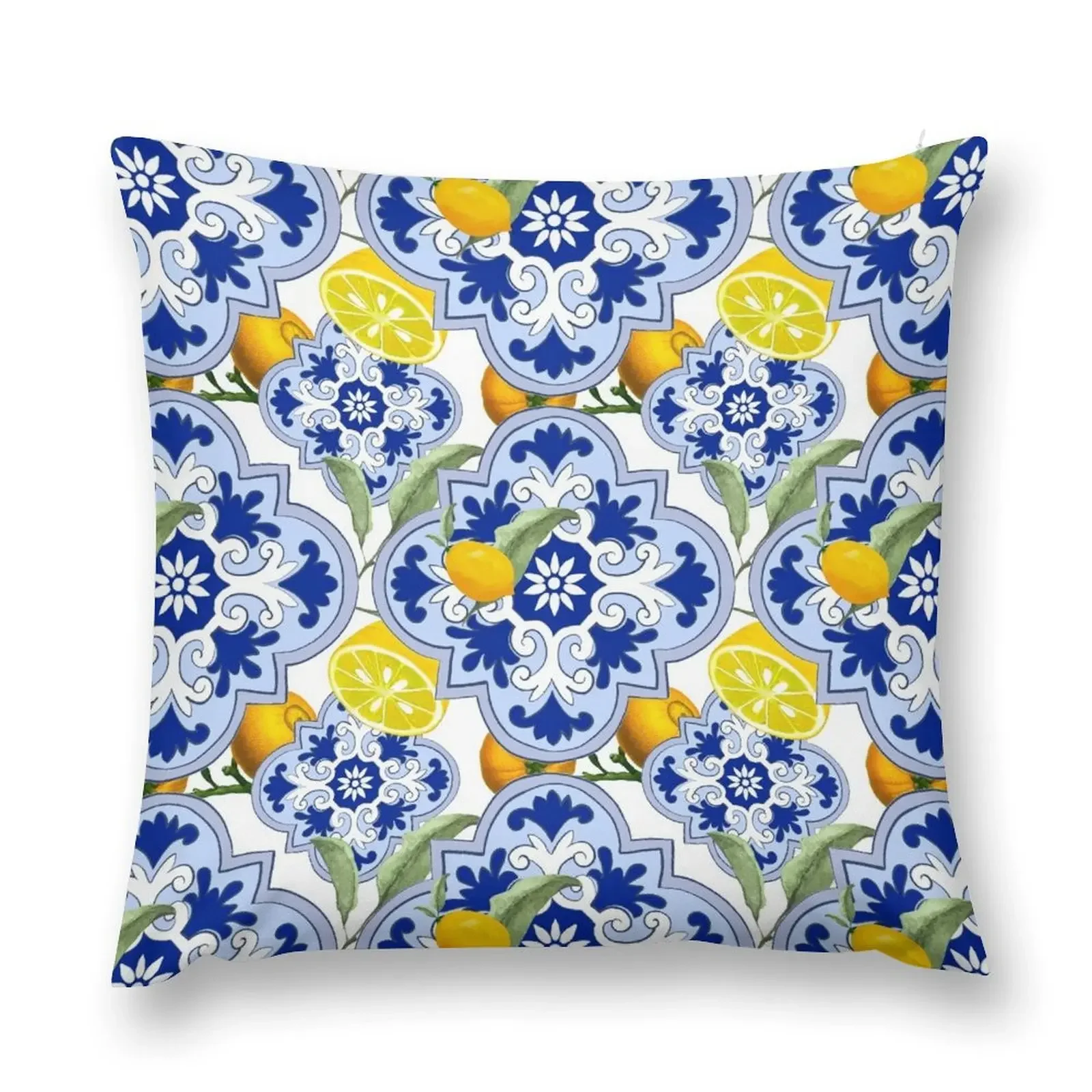 Summer,citrus,lemon fruit mosaic,Sicilian style,tiles, pattern Throw Pillow Custom Cushion Photo Christmas Pillow pillow