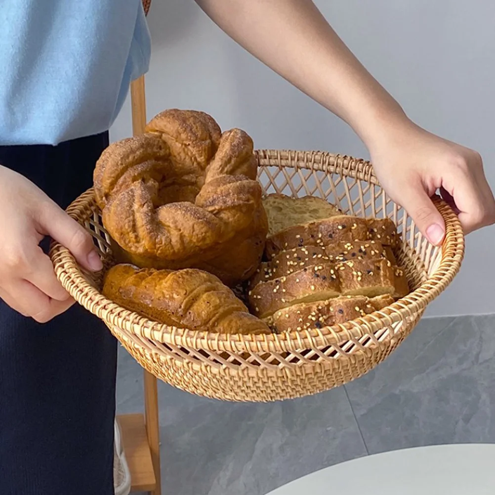 

Woven Fruit Basket Small Round Baskets Serving Bread to Weave Autumn Vines Storage