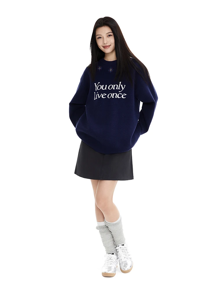 

Same Old Lazy Sle Floral Ne round Ne Loose Fit Cotton Blend Sweater Sweet Sle Couple Casual Wear Polyester Blend