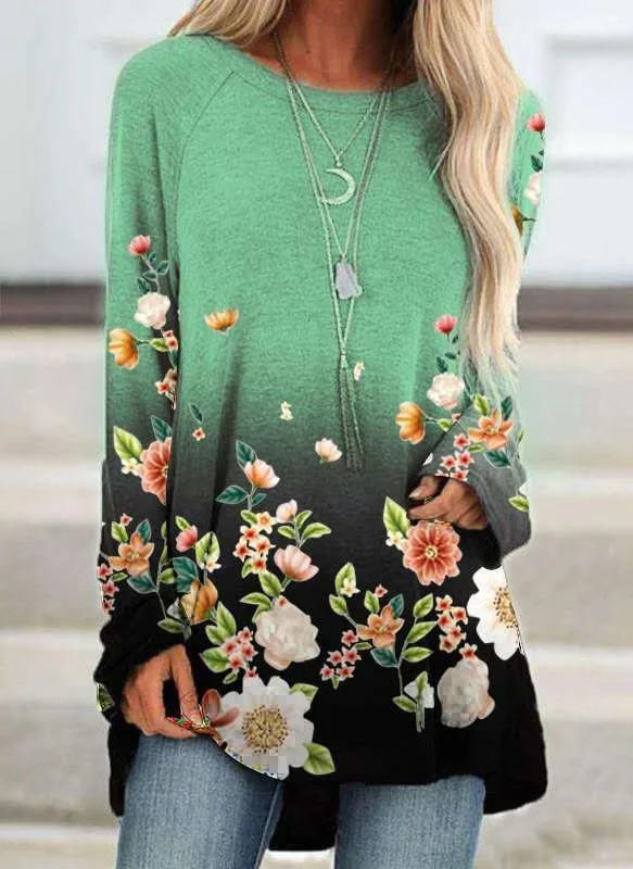 

Plant printed comfortable women's casual and fashionable half skirt with long sleeves, comfortable and slimming, minimalist WA1