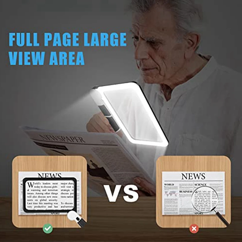 Imagem -05 - Lupa Iluminada Dobrável para Leitura Lupa de Página Inteira 48 Luzes Led 5x