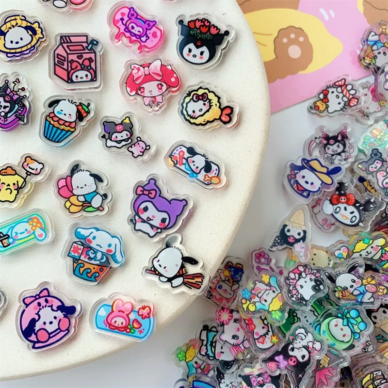 

Hello Kitty Acrylic Sheet Double-sided Transparent Diy Accessories My Melody Kuromi Patch Hairpin Cartoon Animation Keychain