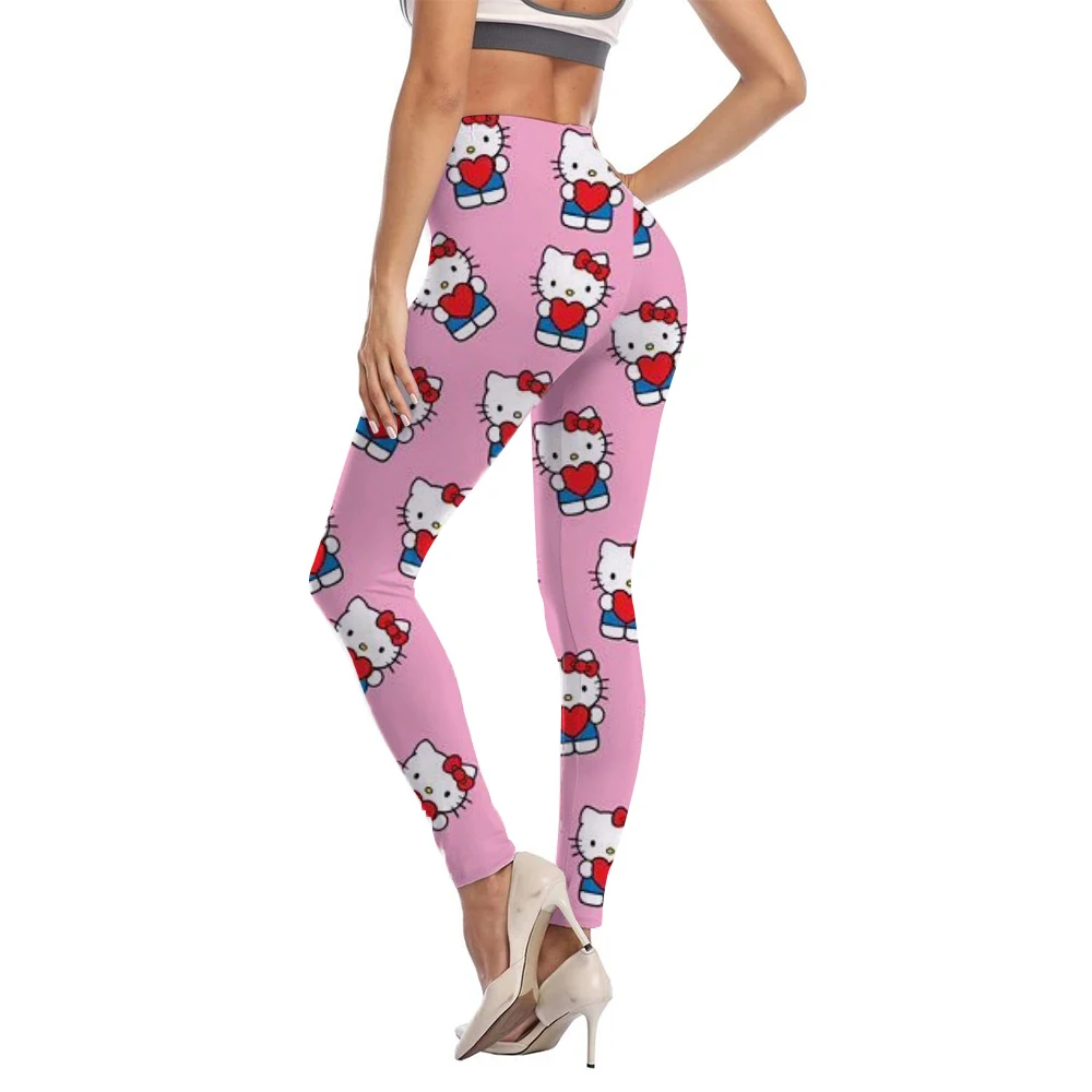 Fitness Women Sport Hello Kitty Kuromi print Waist Elastic Solid Yoga Leggings Gym Jogging Quick Dry Push Up Slim Pants Female