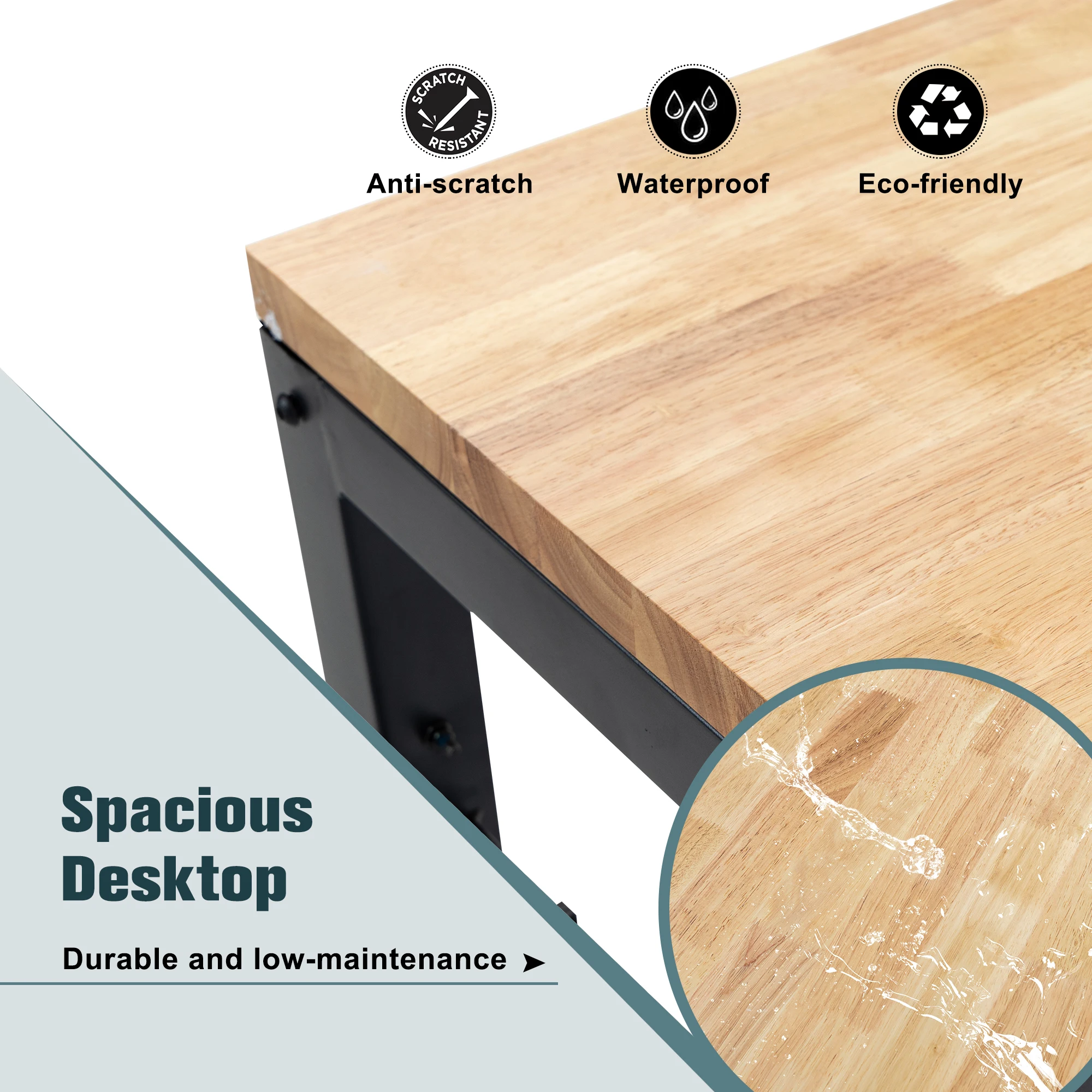 LZBEITEM Heavy-Duty Adjustable Workbench for Rubber Wood Shop Table W/Rubber Pads, Weight Capacity over 2000 Lbs