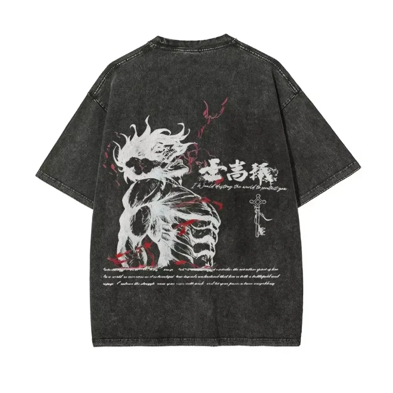 هجوم على تيتان 2026 AOT تي شيرت مطبوع ملابس الصيف غير رسمية الرجال ملابس الشارع تي شيرت رجالي غسلها والقديم مريحة البوب #2
