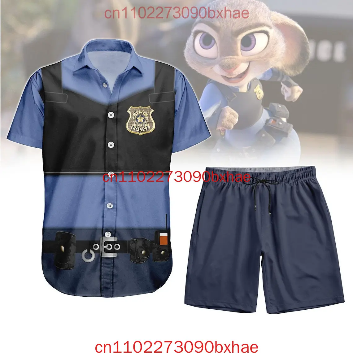 

Костюм Джуди Хоппса Диснея, гавайская рубашка/шорты, 3D принт, Зоотопия 2, карнавальный костюм на Хэллоуин