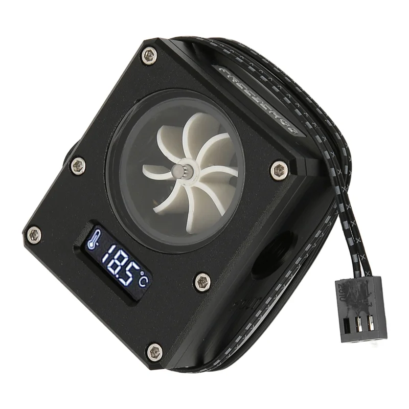 A53M Nuovo PC Misuratore di portata di raffreddamento ad acqua Indicatore 12V Piccola interfaccia a 3 pin G1/4 Filettatura Pom Misuratore di portata per computer antiruggine
