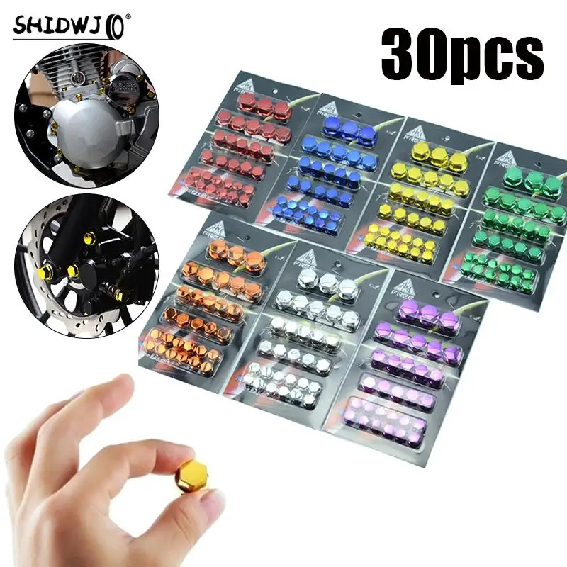 30pcs High Quality Motorcycle Modified Parts Head Color Chrome Plated Screw Cover Decor Screw Cap Parts Accessories