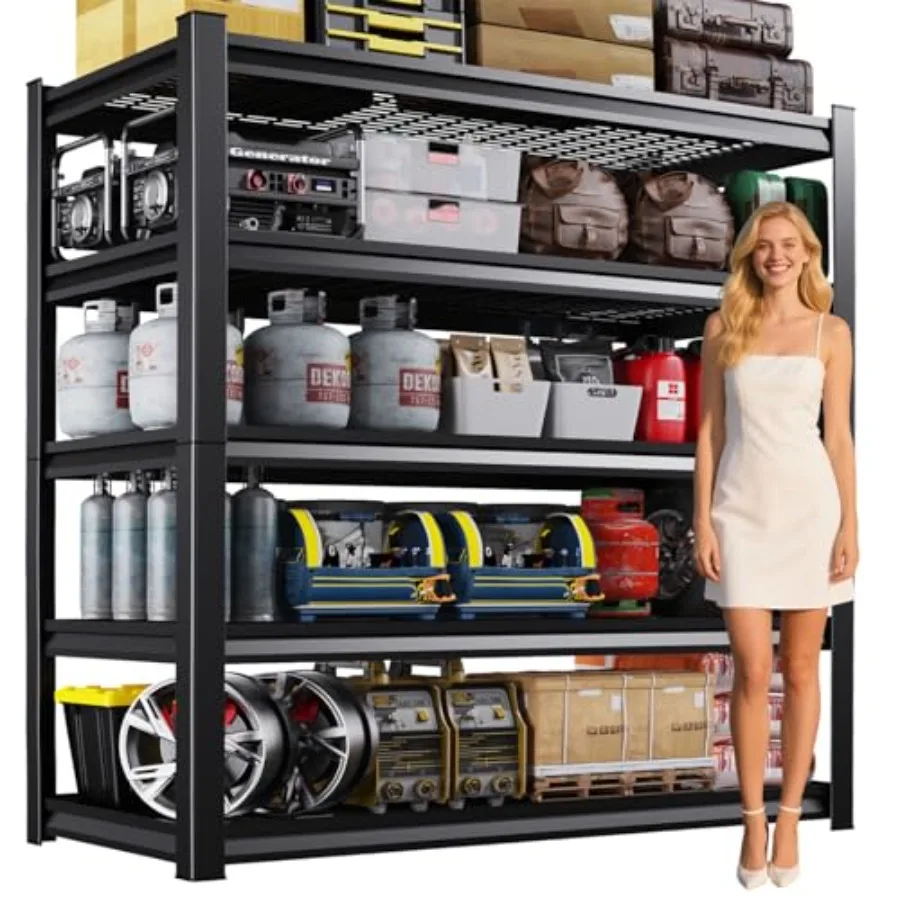 

Сверхмощные 5-ярусные регулируемые полки для хранения из металлической проволоки мощностью 59 дюймов с емкостью 3000 фунтов для промышленных склад в подвале и