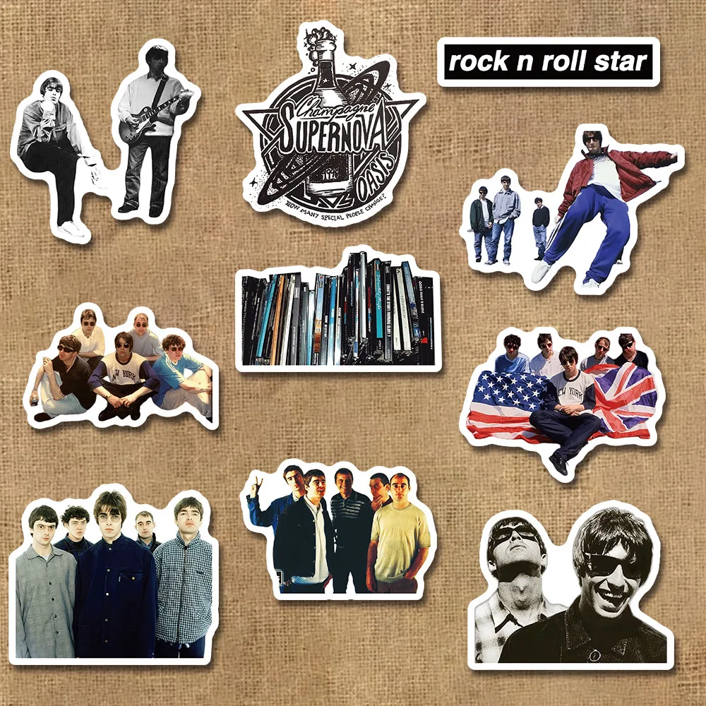 53/54 Stück Oasis Band-Aufkleber für Musikliebhaber & Gitarrenkoffer-Dekoration Giajar Sticker Store – Detail 1