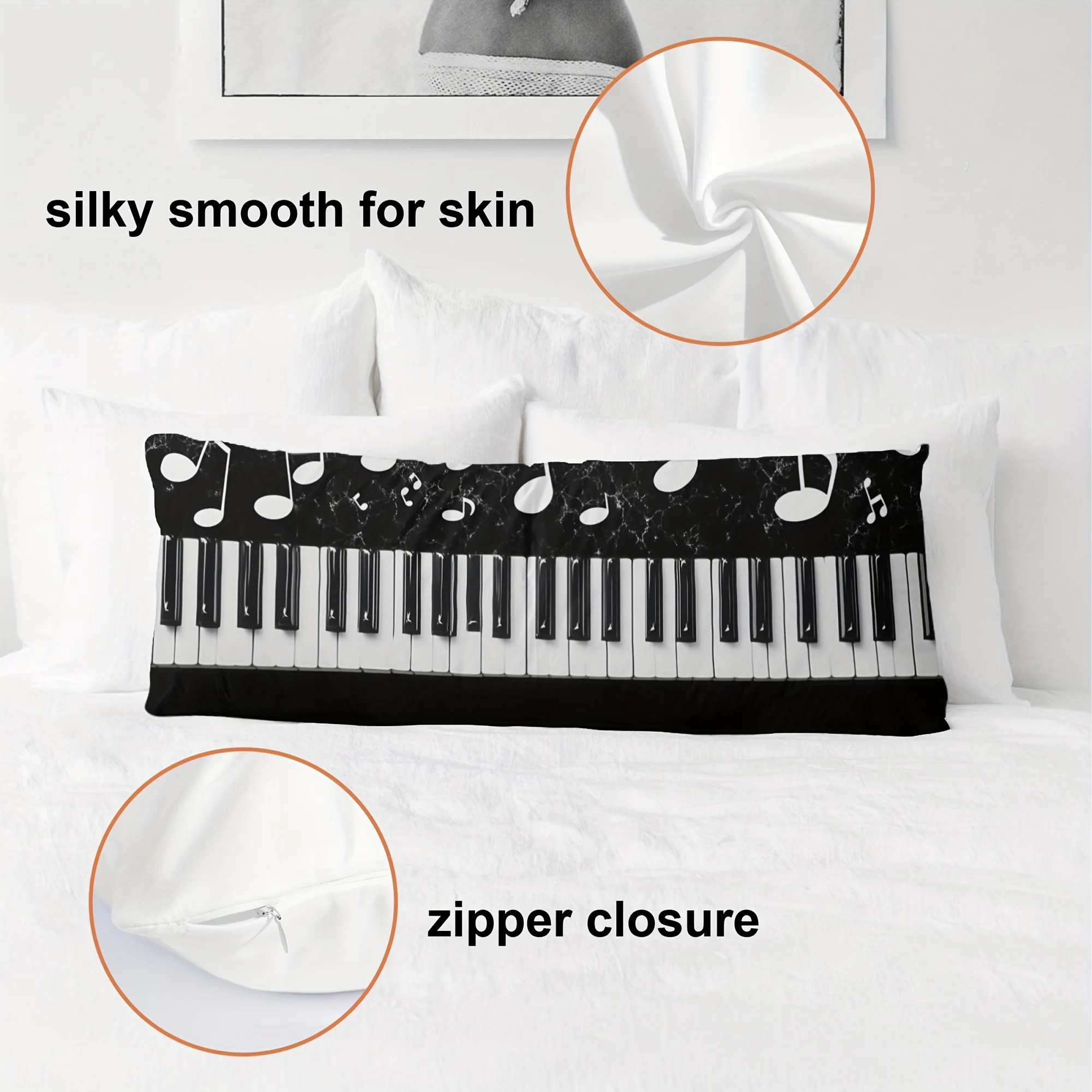 1pc Classic Style Long Pillowcase, Ultra-Soft Double-Sided Design - Ultra-Soft 100% Polyester Fiber, Vibrant Printed Design, Zip