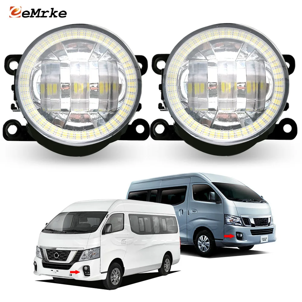 Pair LED Anti Fog Lights Assembly Angel Eyes Front Bumper DRL Aperture for Nissan NV350 Caravan Urvan E26 Isuzu Como 2012-2021