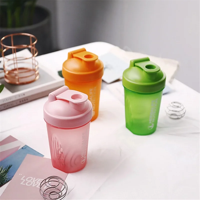 Sport Shaker Bottle 400Ml Whey Protein Powder Mixing Bottle Leak-Proof Sport Fitness Gym Shaker Outdoor Plastic Drink Bottle