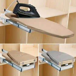 Folding Ironing Board Household Spin Push Pull Iron Rack Retractable with Damping Wardrobe Cushioning Hiding Ironing Board