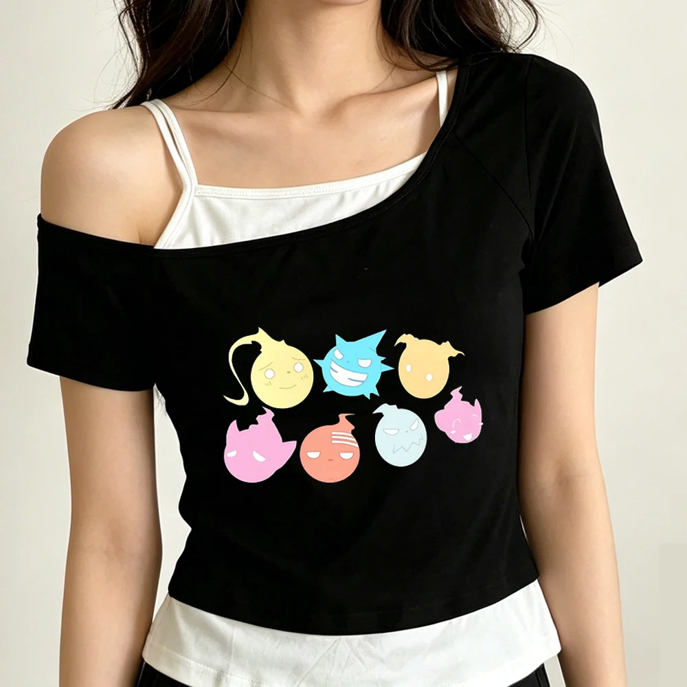 Soul Eater cropped top shoujo summer kawaii gothic dollette tshirt streetwear gothic anime cute cheap