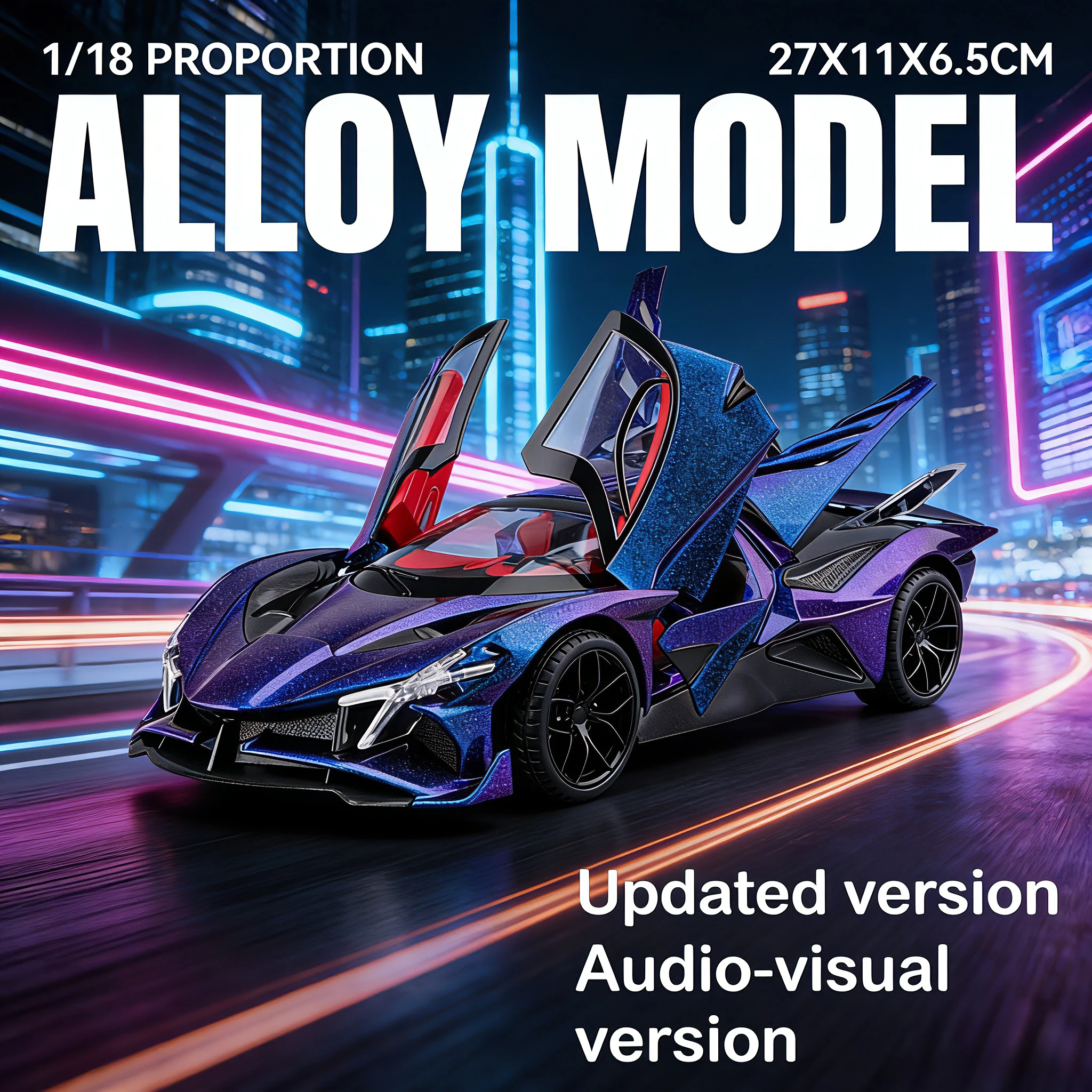 

1:18 Apollo Project EVO, модель спортивного автомобиля из сплава, литая под давлением металлическая концепция гоночного автомобиля, модель автомобиля, звук и свет, детская игрушка в подарок