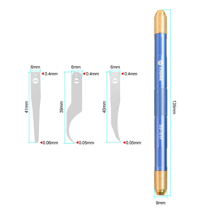 Sunshine SS-101F Chip Repair Advanced Blade Package Ultra-thin Extra-Hard Double-Headed Anti-Slip Handle Quickly Remove Glue