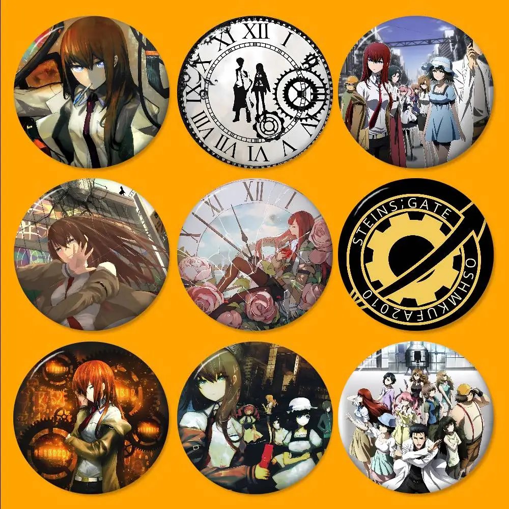 Anime Steins Gate 58mm Cute Series Pins Funny Badge Interesting Cartoon Animals Brooches Backpack Clothes Gift Accessory