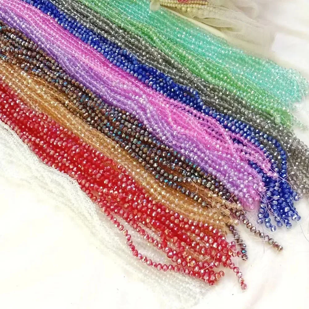 2mm 4mm 6mm 8mm Rondelle Austria Crystal Beads Faceted Glass Beads Loose Spacer Beads for DIY Bracelet  Garment Making