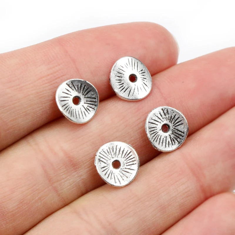 100 sztuk 9x8.5mm Antique Silver Plated Spacer koraliki Charms dla Diy zroszony bransoletki naszyjnik biżuteria Handmade Making akcesoria — zdjęcie 2