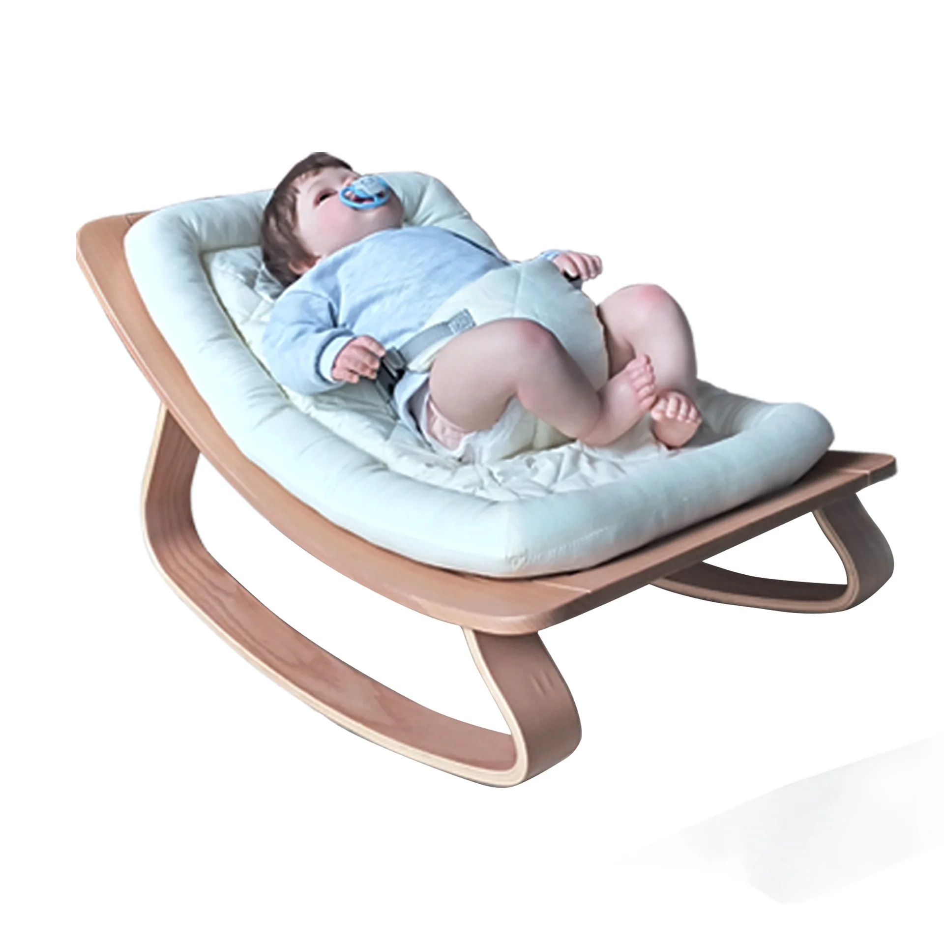 Baby Rocking Chair Solid Wood Sleeping Artifact Rocking Rocking Chair Household Newborn Cradle Bed Reclining Chair Soothing Chai