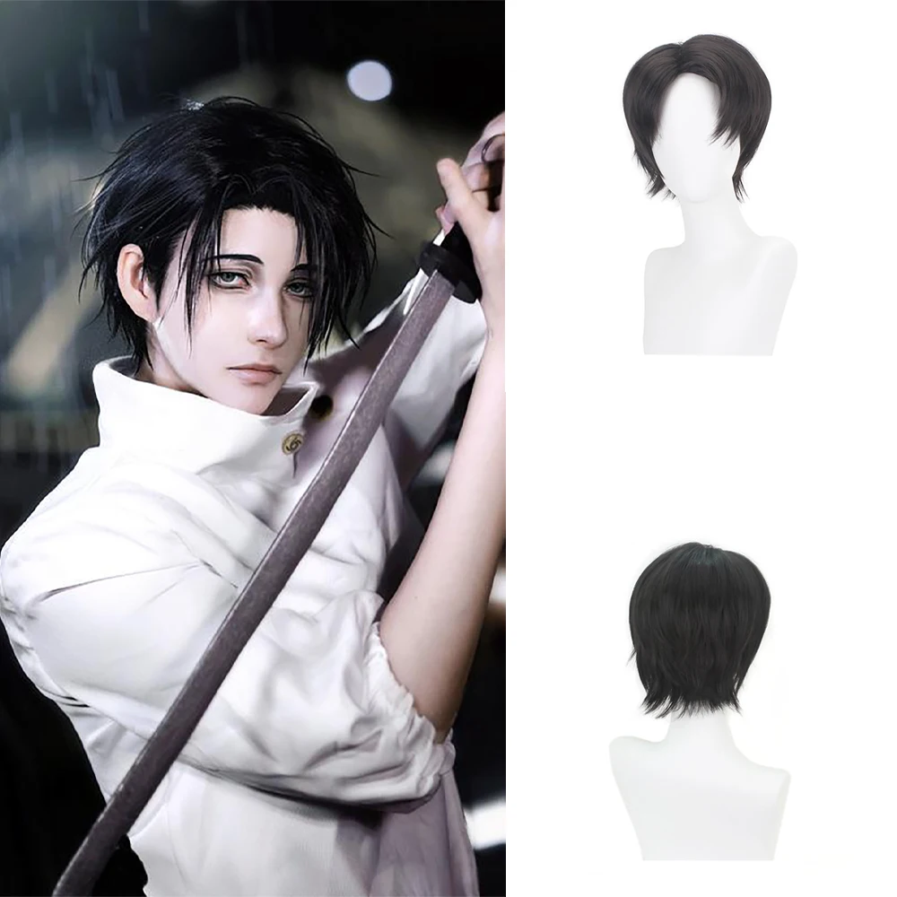 أنيمي Jujutsu Kaisen Yuta Okkotsu تأثيري الاصطناعية شعر أسود قصير مناسب للحزب اليومي لعب الأدوار شعر مستعار مقاوم للحرارة