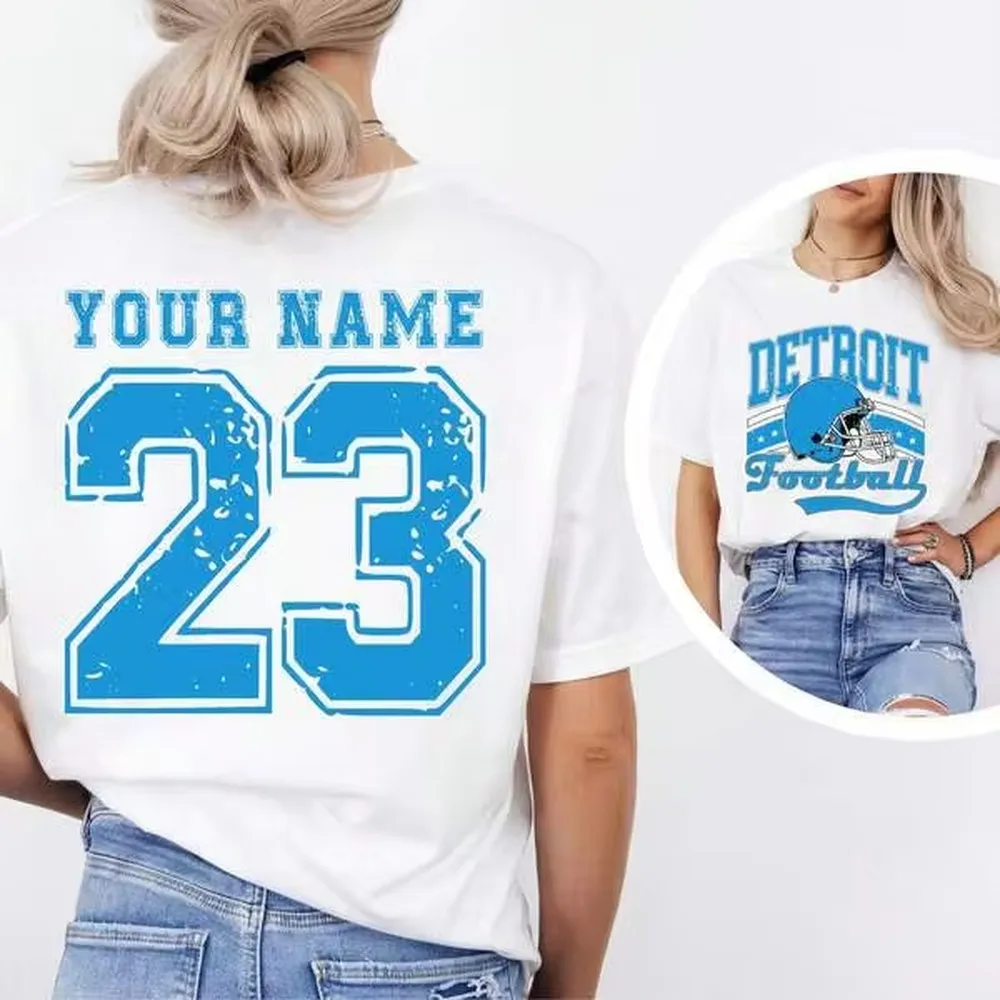 Custom Detroit Football T-Shirt Detroit Game Day Shirt Vintage Lions Football Tee Lions Game Day Shirt Detroit Fan Tee D