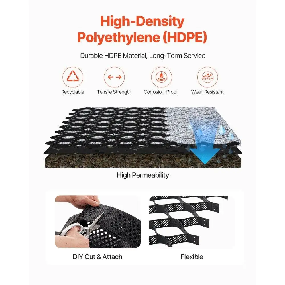 4-Inch Durable Geogrid for Driveway Landscape Soil Stabilization Essential Geotextile Home Improvement Earthwork Product