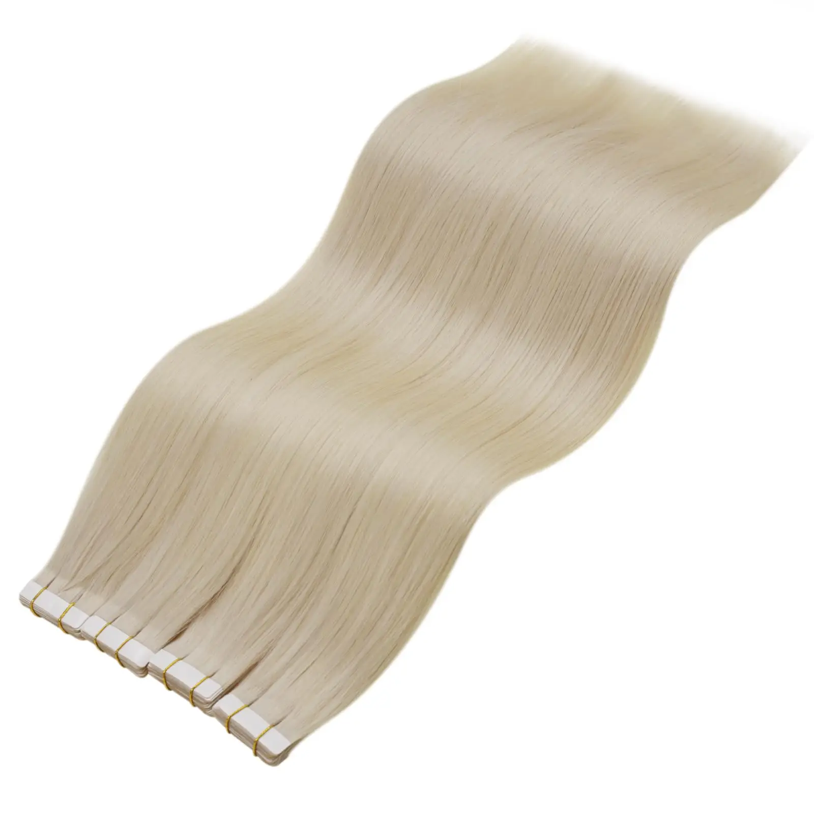 Tape in Hair Extensions Platinum Blonde Color 60 Brazilian Remy Human Hair Tape ins Human Hair Extensions Soft Human Hair 50G