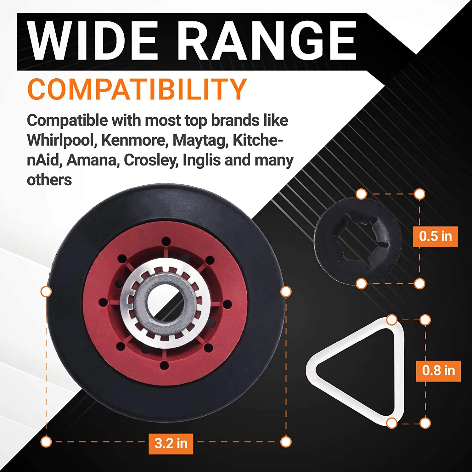 1 Piece Suitable for 8536974 Dryer Drum Support Rollers Suitable for 8536974, 8536973, W10314171, WPW10314173