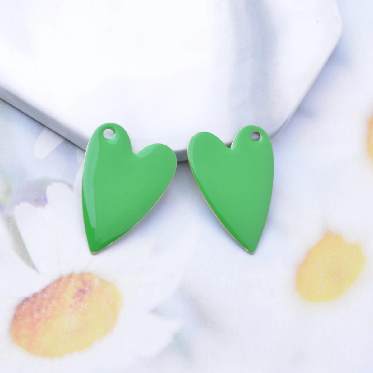 6 Stück 30*21mm Kupfer-Emaille-Herzanhänger, beidseitig mit Tropfen-Öl-Motiv, Herzanhänger für DIY-Schmuck- und Ohrringherstellung – Detail 8